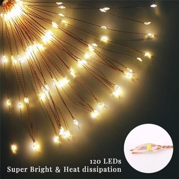 4 Pack Solar Firework Lights Outdoor 120 LED Waterproof Stake Landscape Lights - Picture 2 of 7